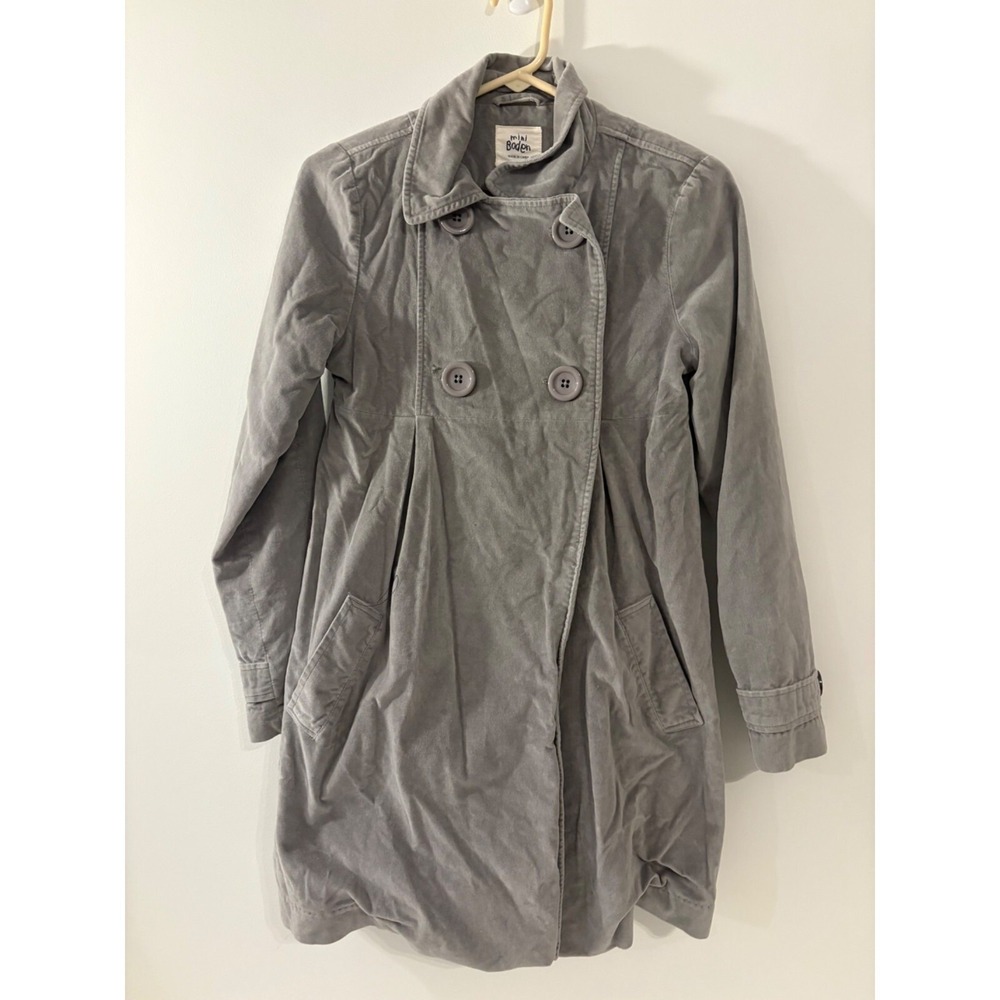 Mini Boden Coat With Floral Lining - Gray Girls Size 13-14Y Youth